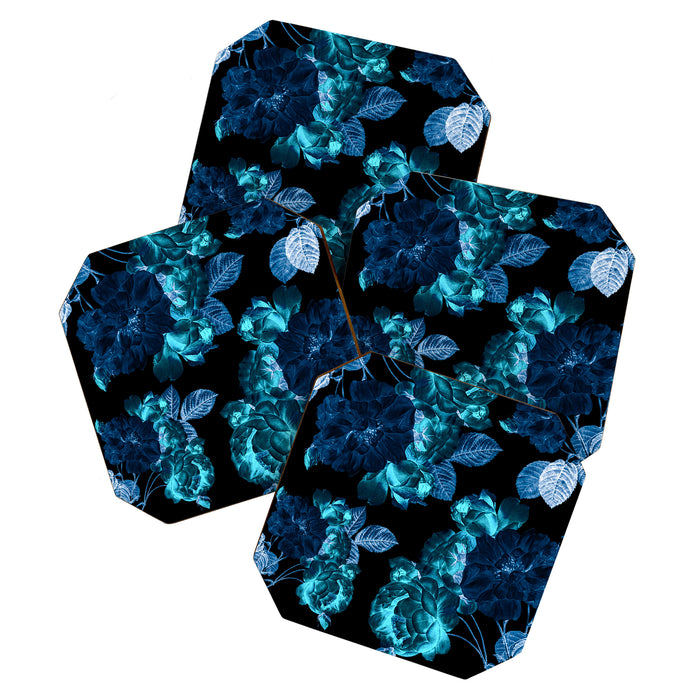 Flora temptation - moonlit blue Coaster Gallery Image 1