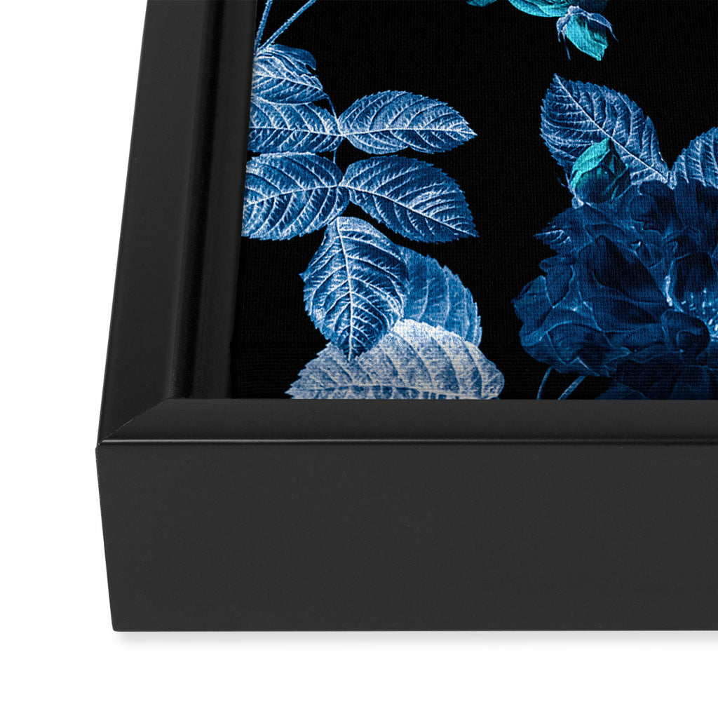 Flora temptation - moonlit blue Framed Canvas Print Gallery Image 3