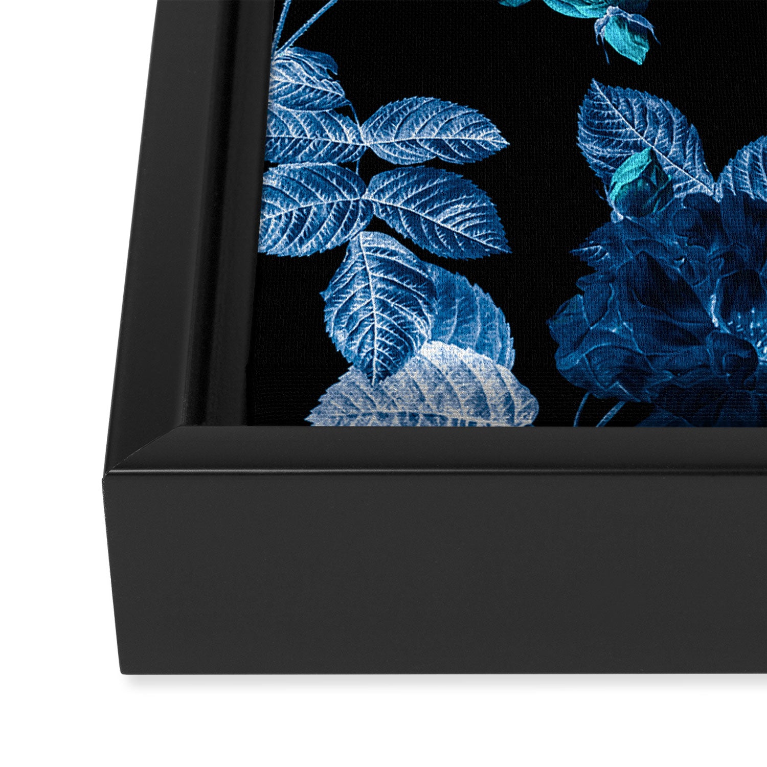 Flora temptation - moonlit blue Framed Canvas Print Gallery Image 3