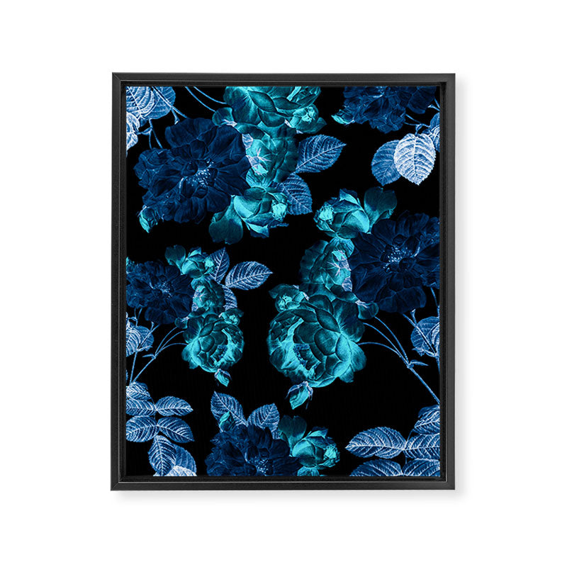 Flora temptation - moonlit blue Framed Canvas Print Gallery Image 6