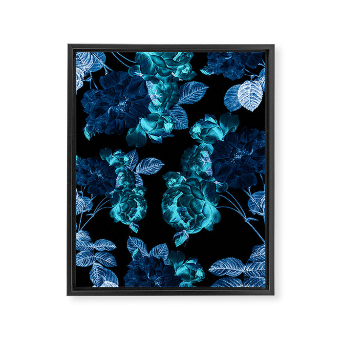Flora temptation - moonlit blue Framed Canvas Print Gallery Image 1