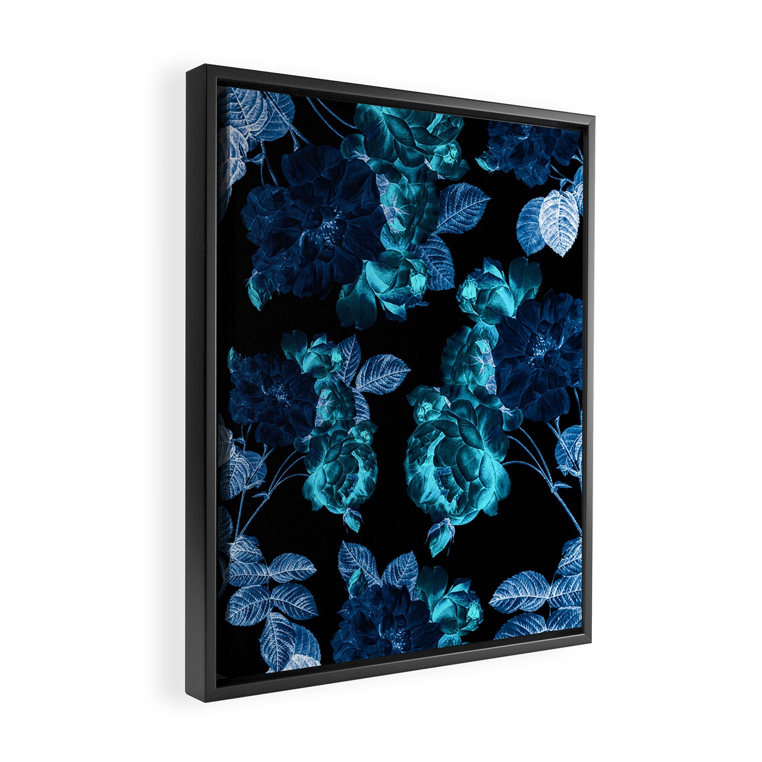Flora temptation - moonlit blue Framed Canvas Print Gallery Image 2