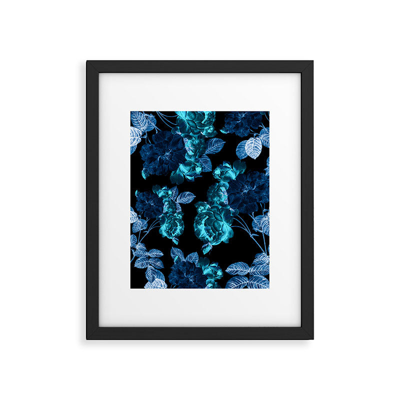 Flora temptation - moonlit blue Framed Art Print Gallery Image 5