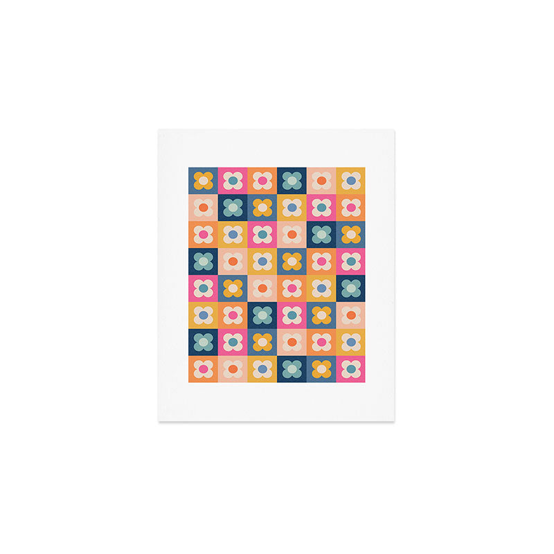 Floral checkerboard Art Print Gallery Image 1