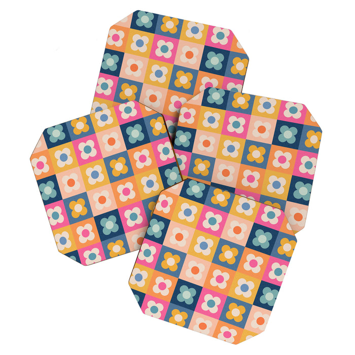 Floral checkerboard Coaster Gallery Image 1