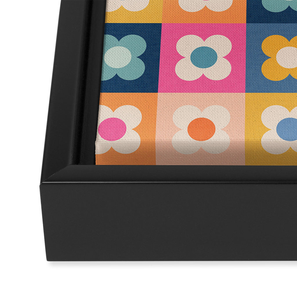Floral checkerboard Framed Canvas Print Gallery Image 3
