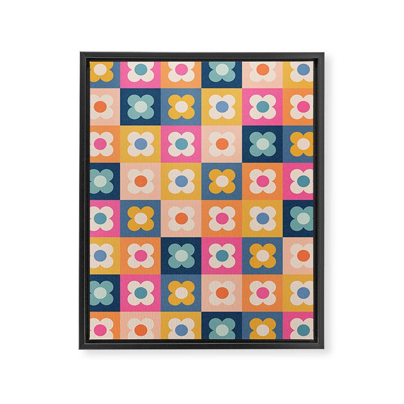 Floral checkerboard Framed Canvas Print Gallery Image 6
