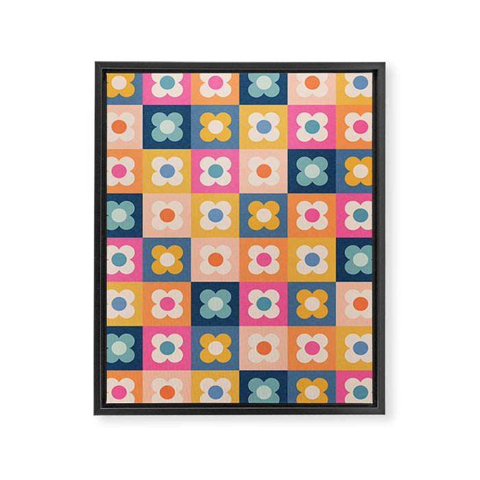 Floral checkerboard Framed Canvas Print Gallery Image 1