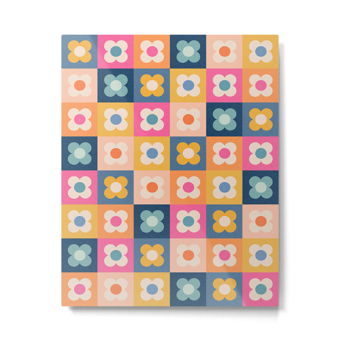 Floral checkerboard Metal Print Gallery Image 1