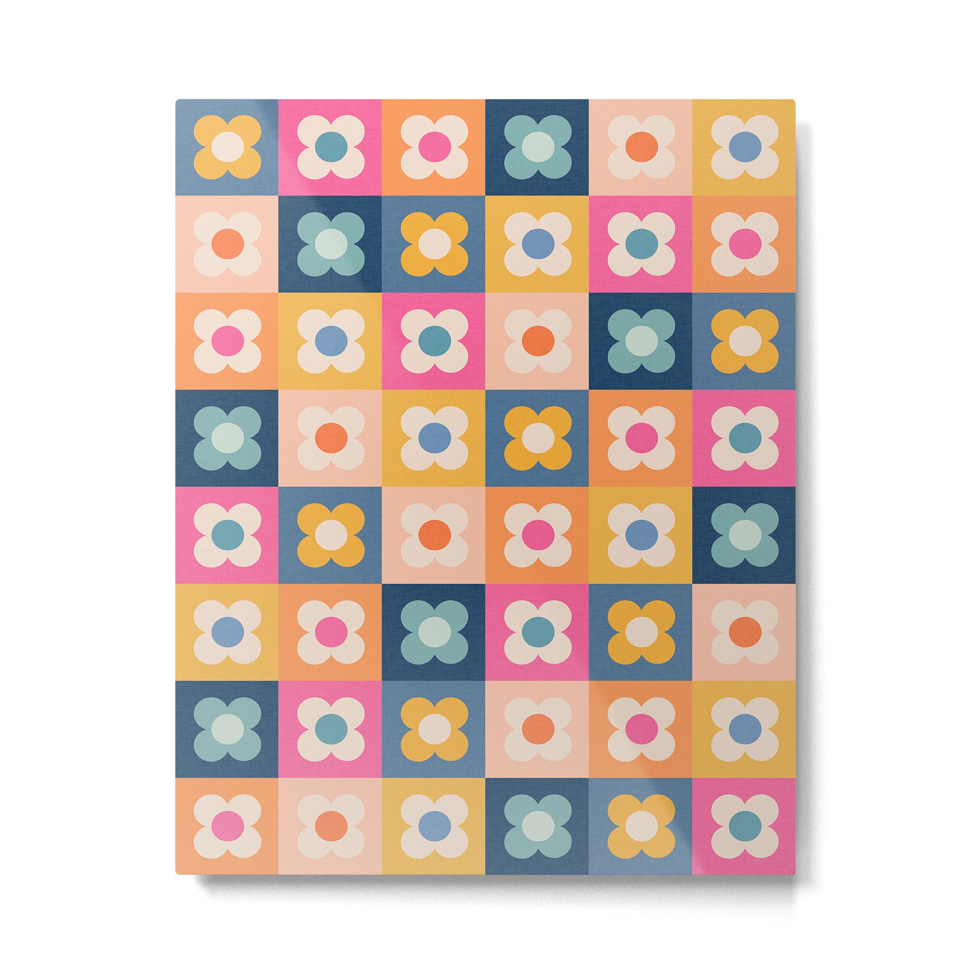 Floral checkerboard Metal Print Gallery Image 4