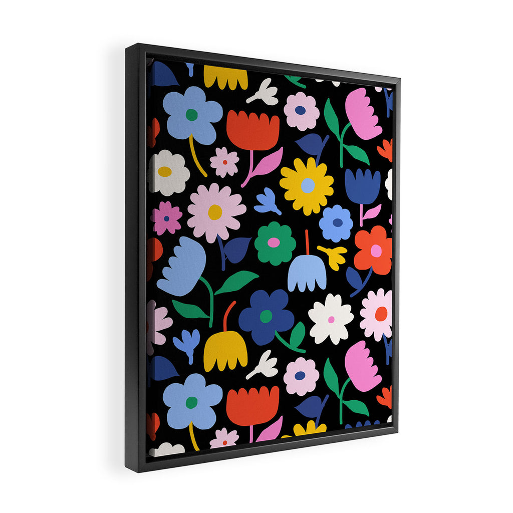 Floral Medley - night Framed Canvas Print Gallery Image 2