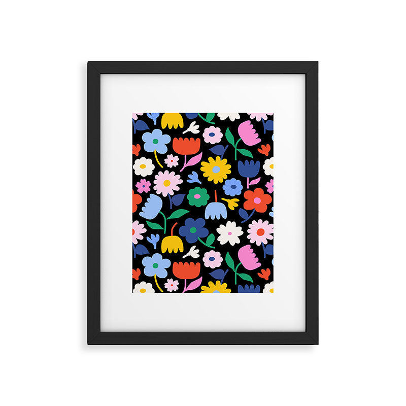 Floral Medley - night Framed Art Print Gallery Image 6