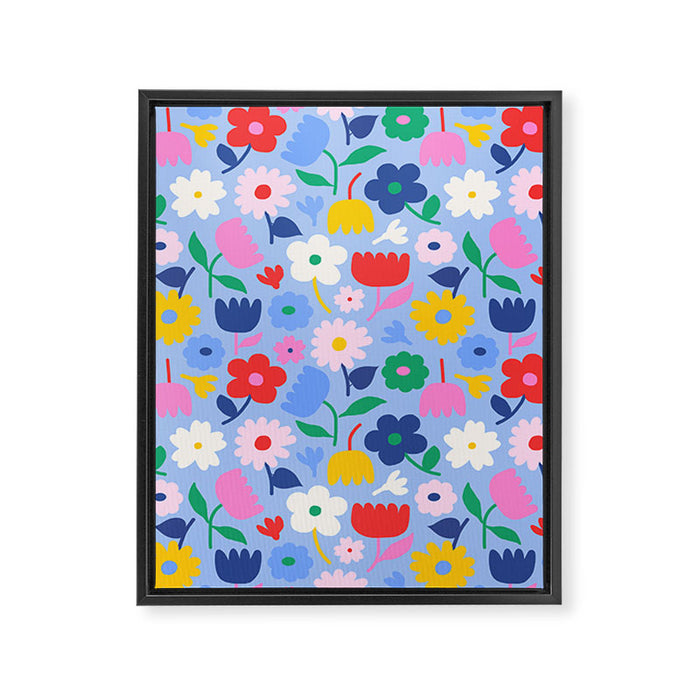 Floral Medley - sky Framed Canvas Print Gallery Image 1