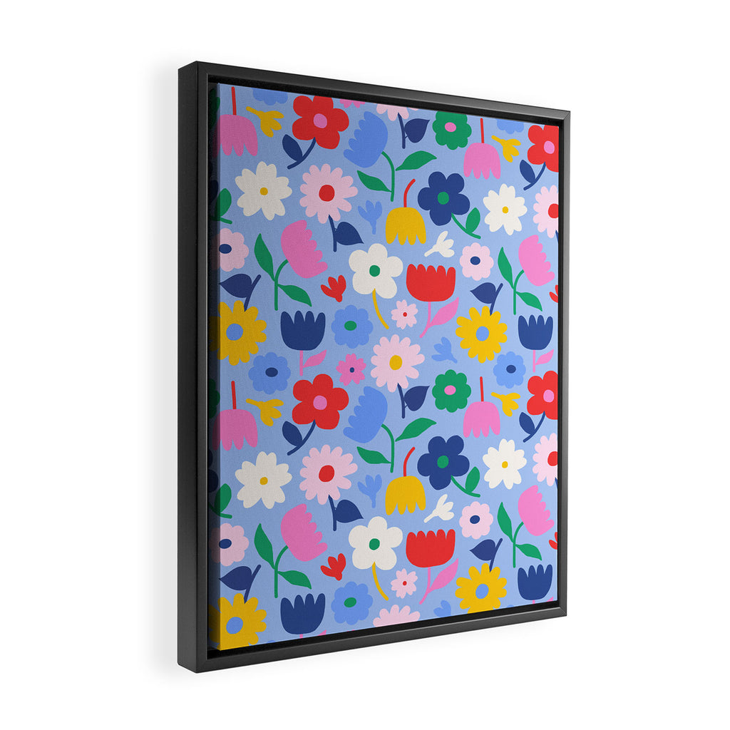 Floral Medley - sky Framed Canvas Print Gallery Image 2