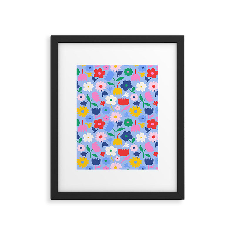 Floral Medley - sky Framed Art Print Gallery Image 5