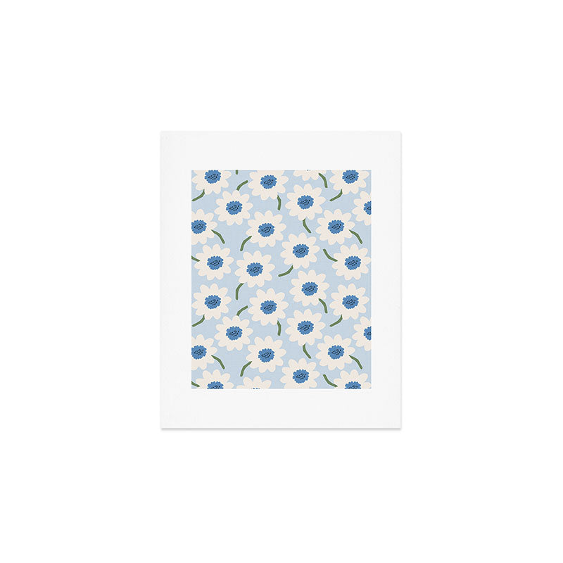 Flower field - charming blue Art Print Gallery Image 1