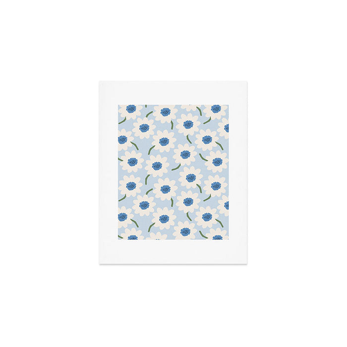 Flower field - charming blue Art Print Gallery Image 1