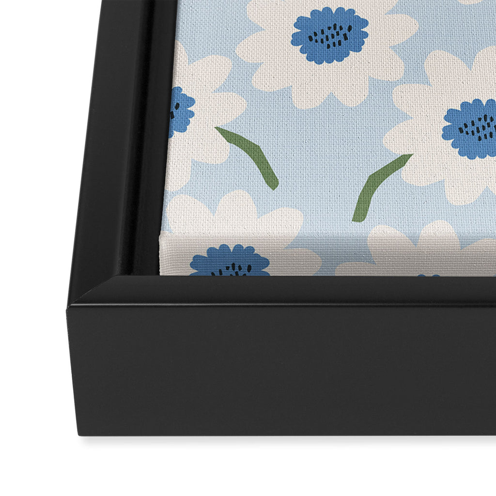Flower field - charming blue Framed Canvas Print Gallery Image 3