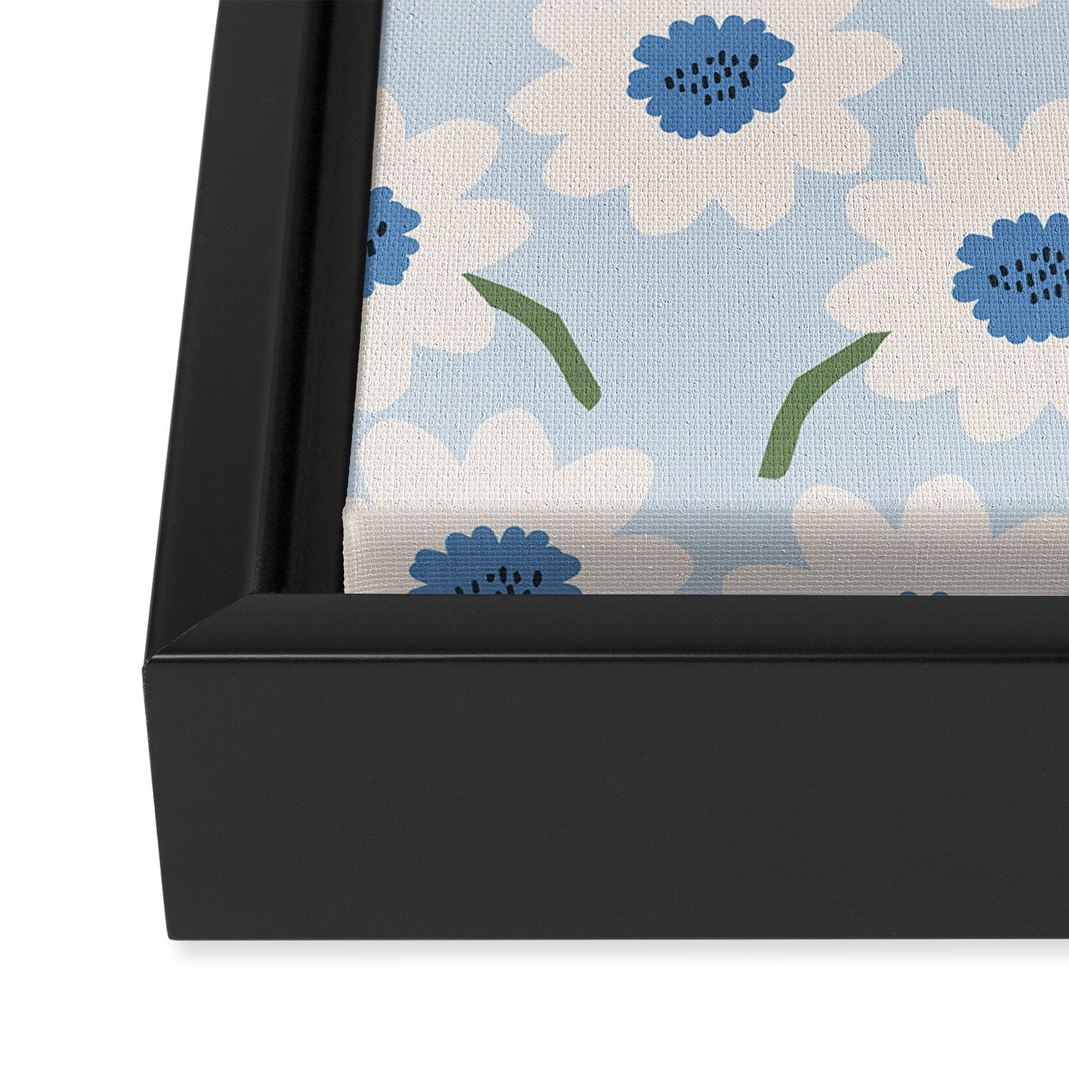 Flower field - charming blue Framed Canvas Print Gallery Image 3