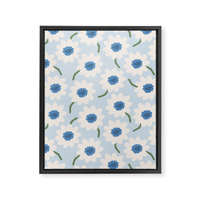 Flower field - charming blue Framed Canvas Print Gallery Image 1