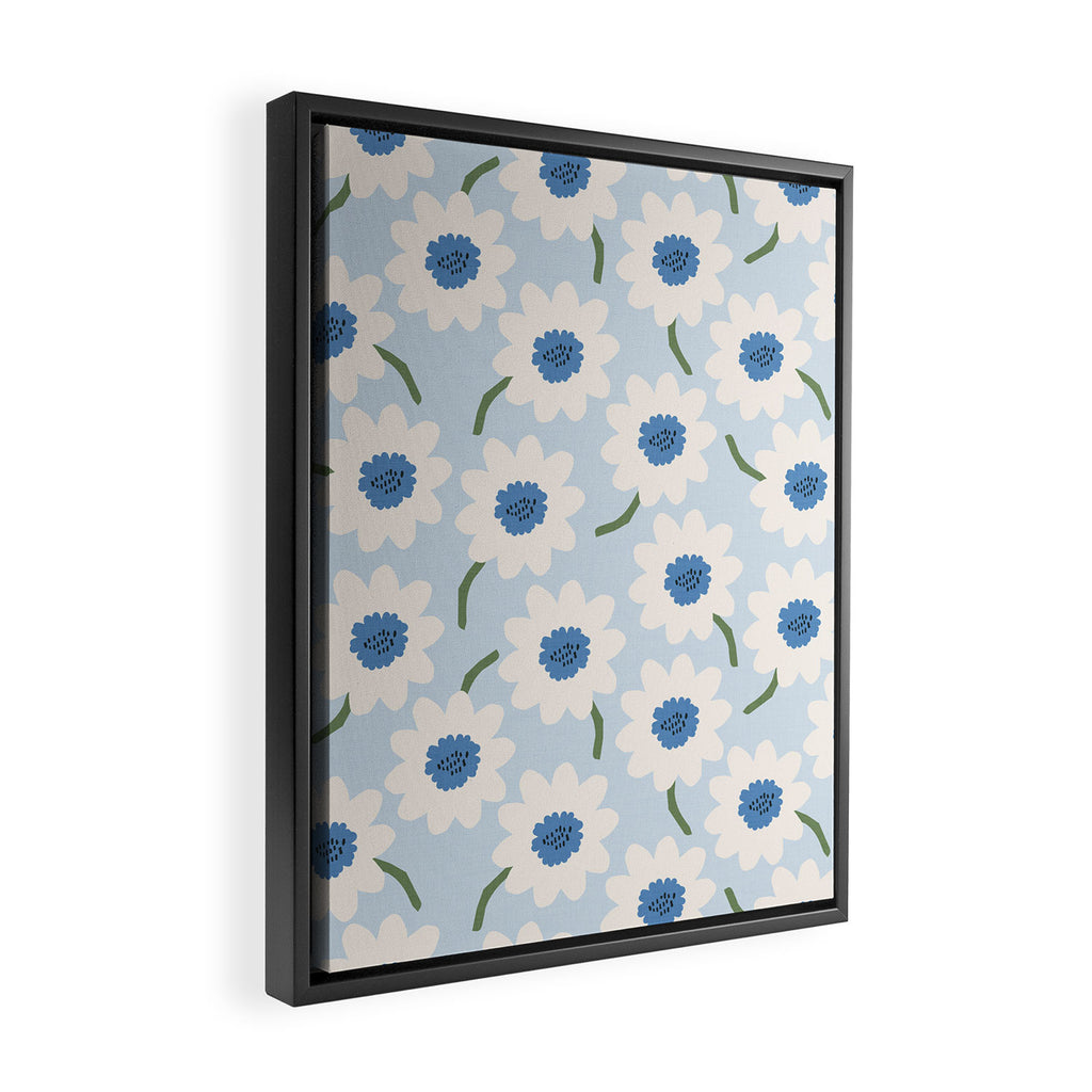 Flower field - charming blue Framed Canvas Print Gallery Image 2