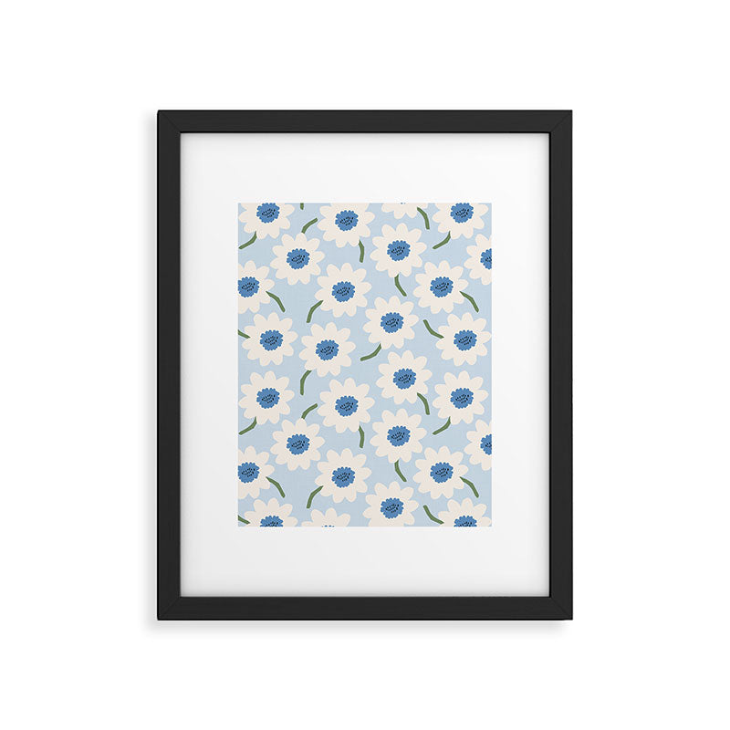 Flower field - charming blue Framed Art Print Gallery Image 6