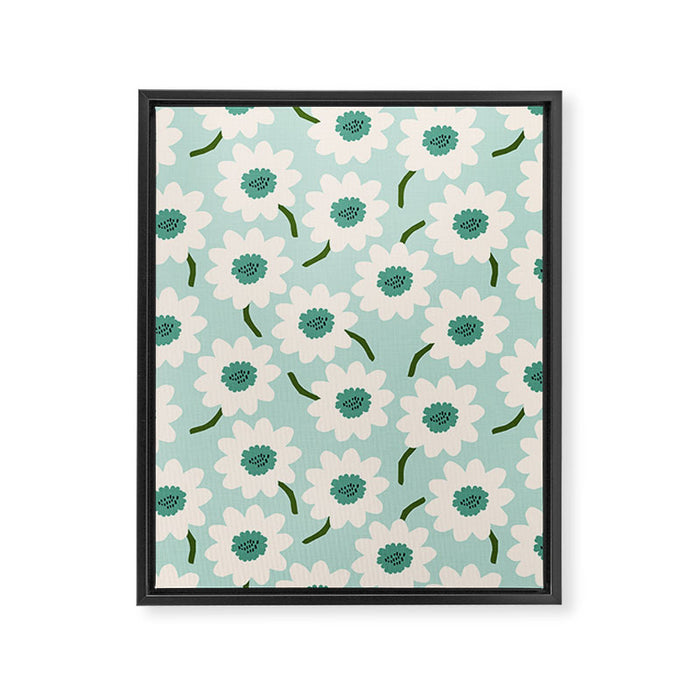 Flower field - greens Framed Canvas Print Gallery Image 1