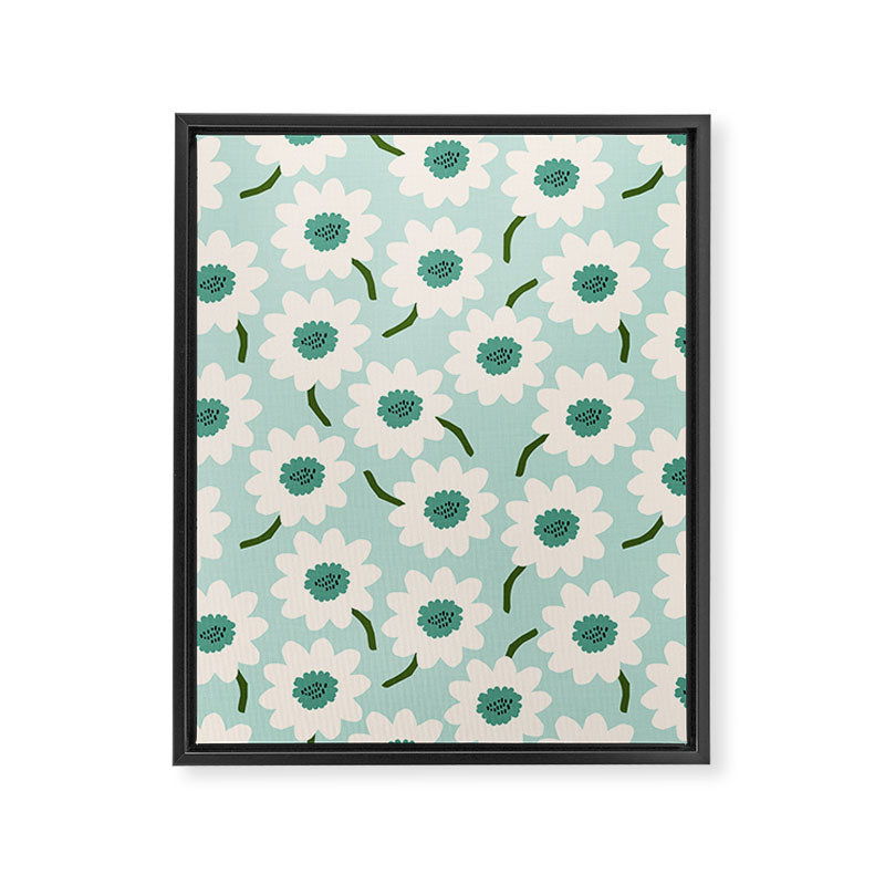 Flower field - greens Framed Canvas Print Gallery Image 6