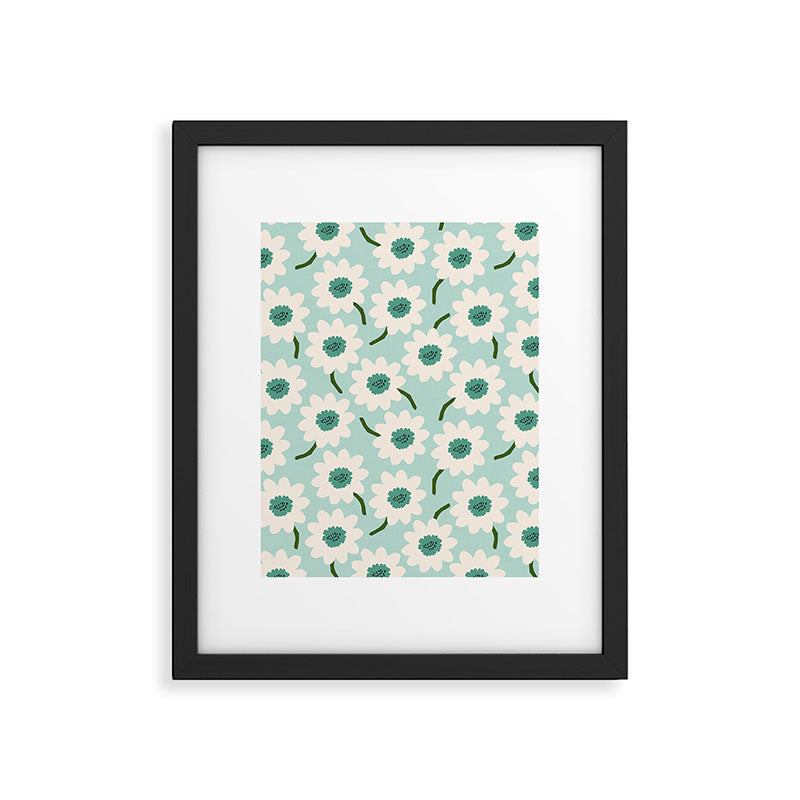 Flower field - greens Framed Art Print Gallery Image 5