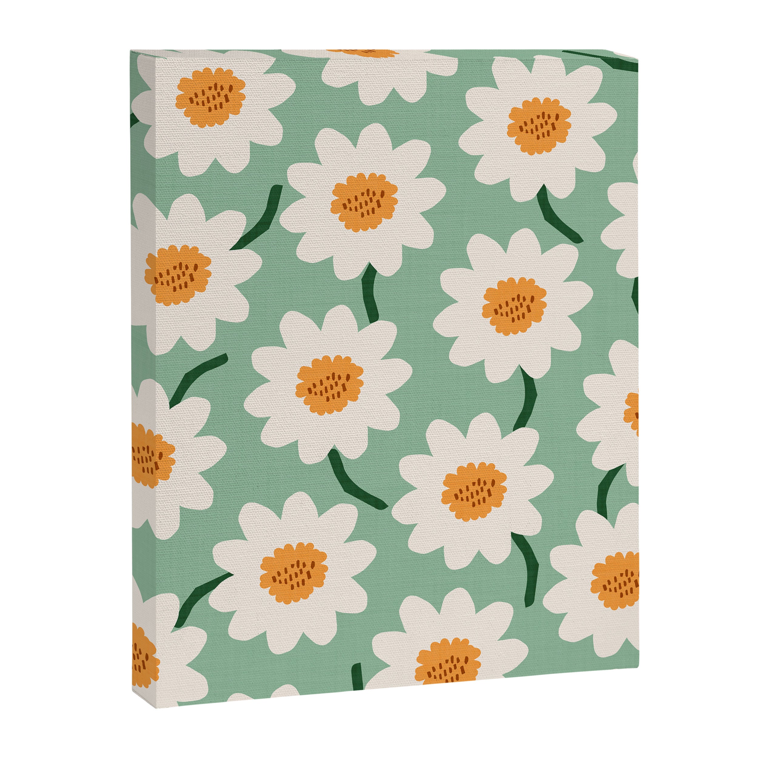 Flower field - mint & orange Canvas Print Gallery Image 6