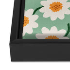 Flower field - mint & orange Framed Canvas Print Gallery Image 3