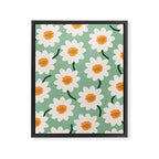 Flower field - mint & orange Framed Canvas Print Gallery Image 6
