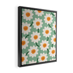Flower field - mint & orange Framed Canvas Print Gallery Image 2