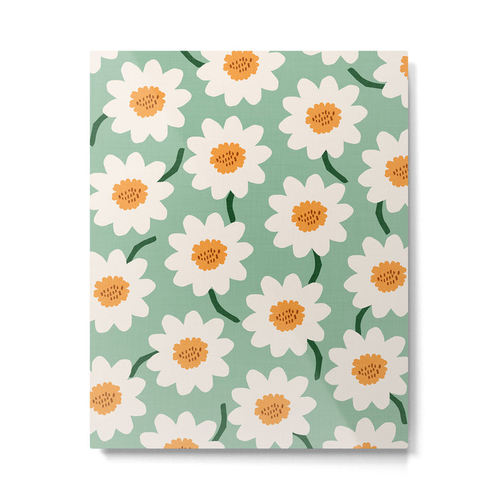Flower field - mint & orange Metal Print Gallery Image 1
