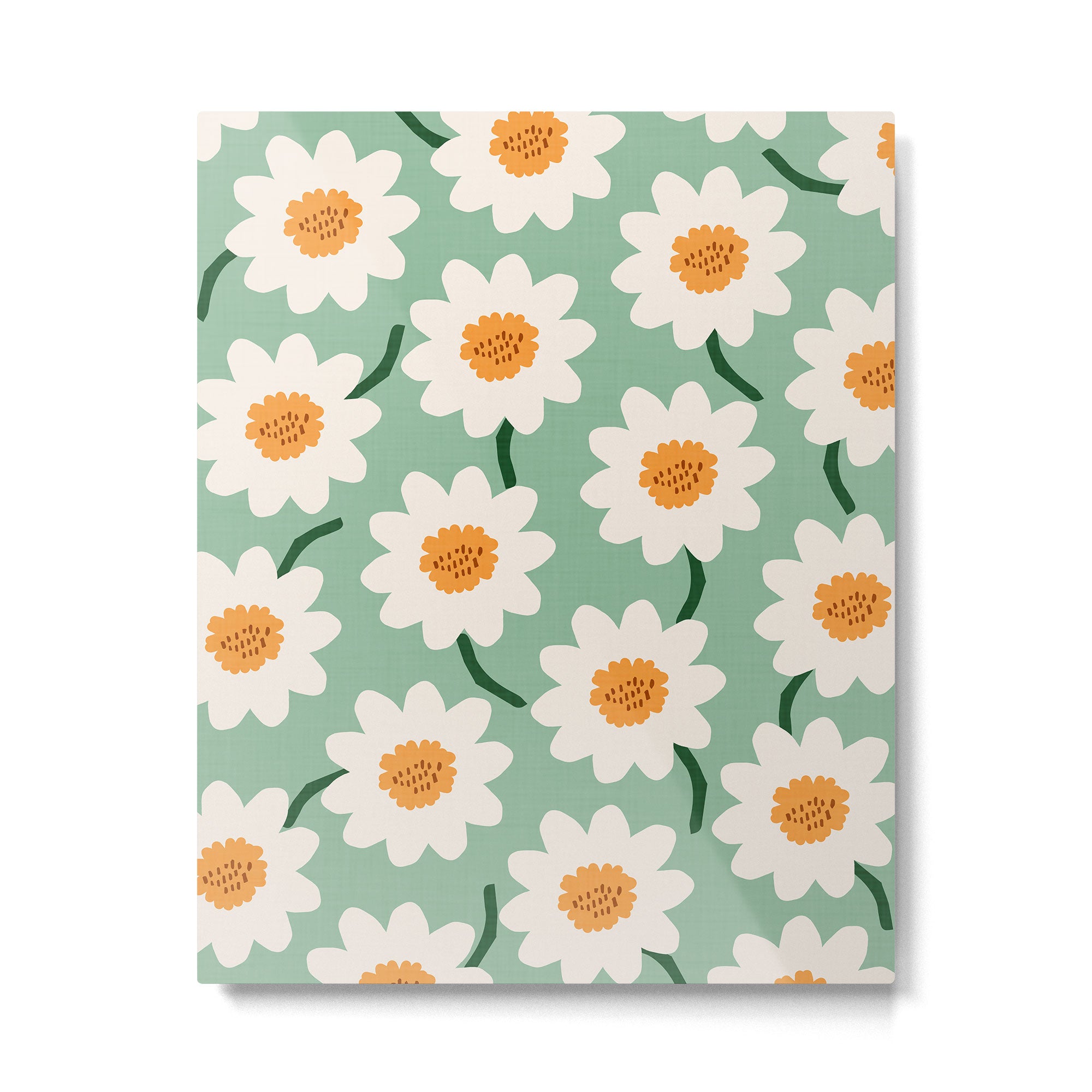 Flower field - mint & orange Metal Print Gallery Image 4