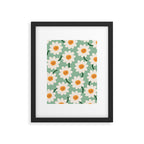 Flower field - mint & orange Framed Art Print Gallery Image 5