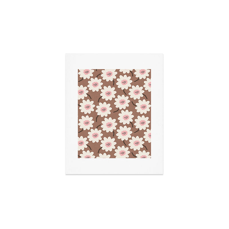 Flower field - mocha pink Art Print Gallery Image 1