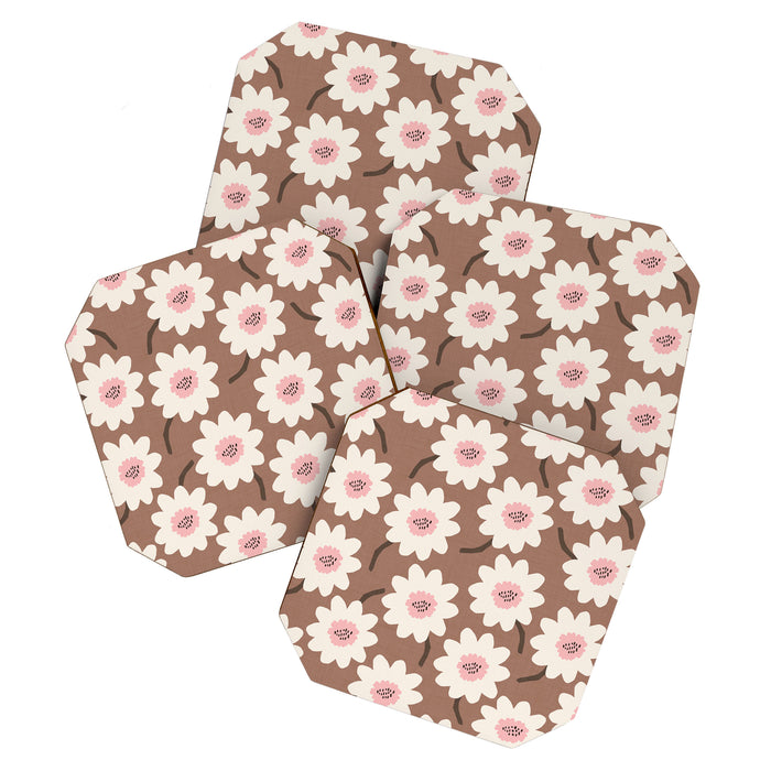 Flower field - mocha pink Coaster Gallery Image 1
