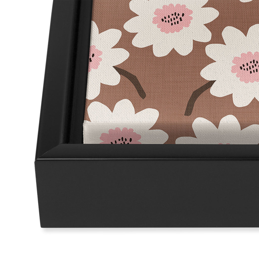 Flower field - mocha pink Framed Canvas Print Gallery Image 3