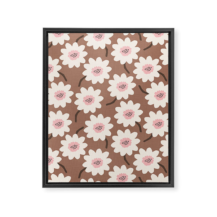 Flower field - mocha pink Framed Canvas Print Gallery Image 1