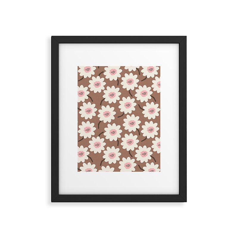 Flower field - mocha pink Framed Art Print Gallery Image 5