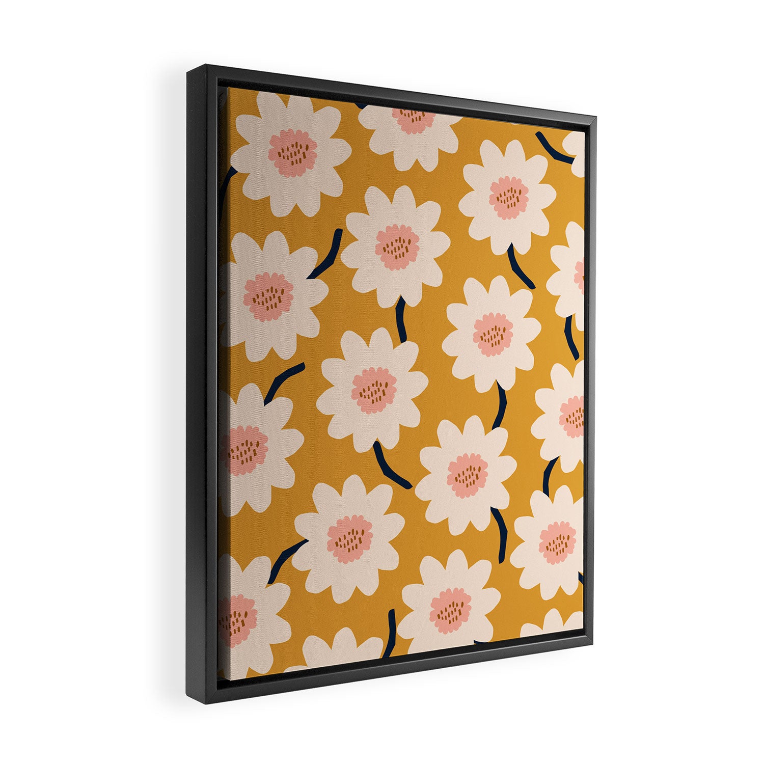 Flower field - yellow Framed Canvas Print Gallery Image 2