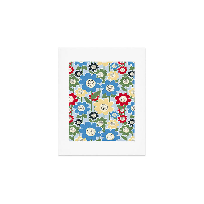 Flowerscape field - charming blue Art Print Gallery Image 1