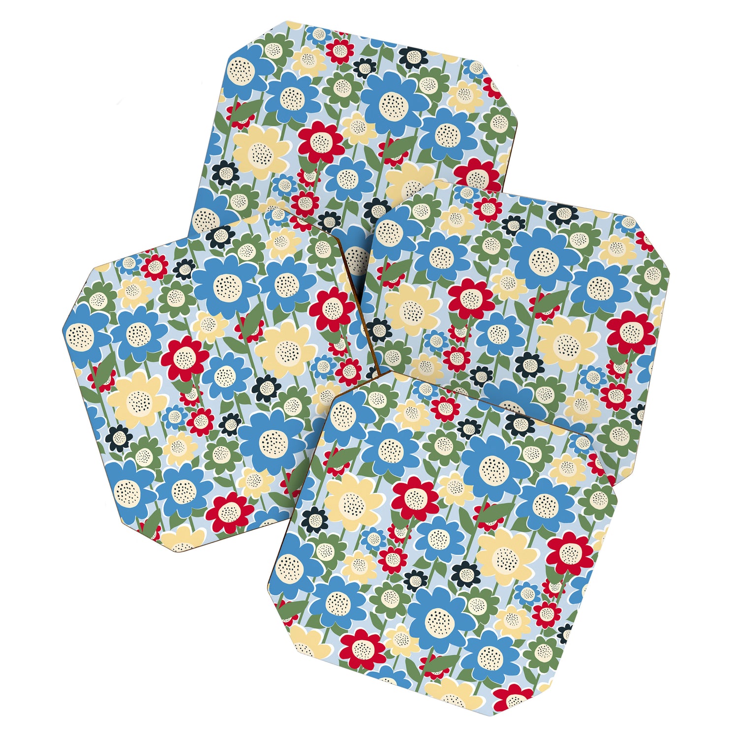 Flowerscape field - charming blue Coaster Gallery Image 1