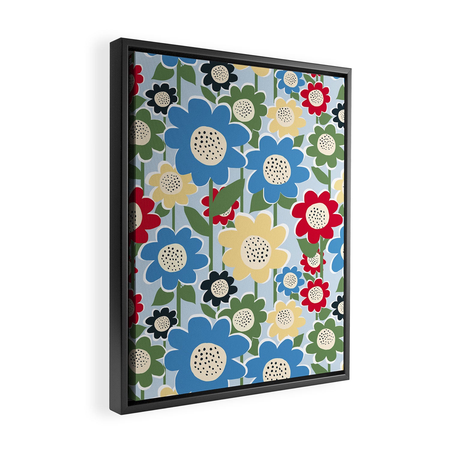 Flowerscape field - charming blue Framed Canvas Print Gallery Image 2