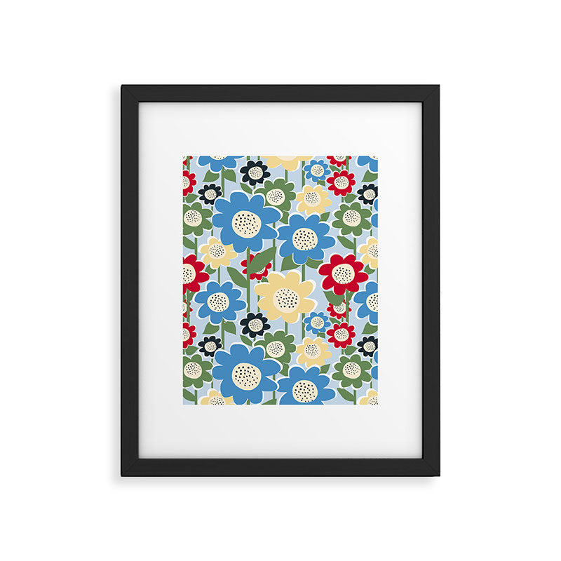Flowerscape field - charming blue Framed Art Print Gallery Image 6