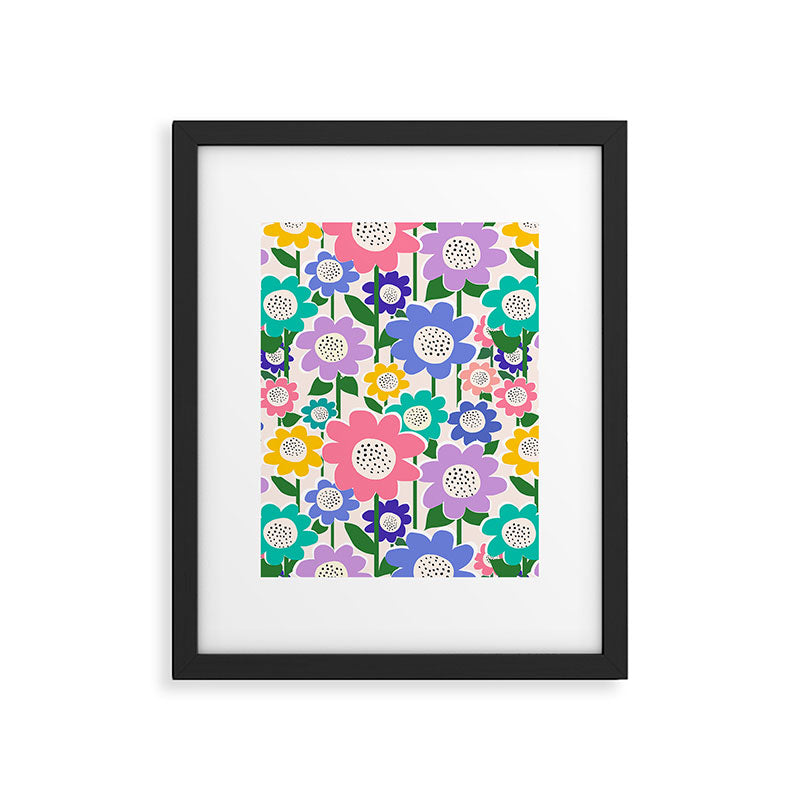 Flowerscape field - pastel Framed Art Print Gallery Image 5