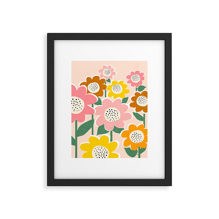 Flowerscape - peach Framed Art Print Gallery Image 1