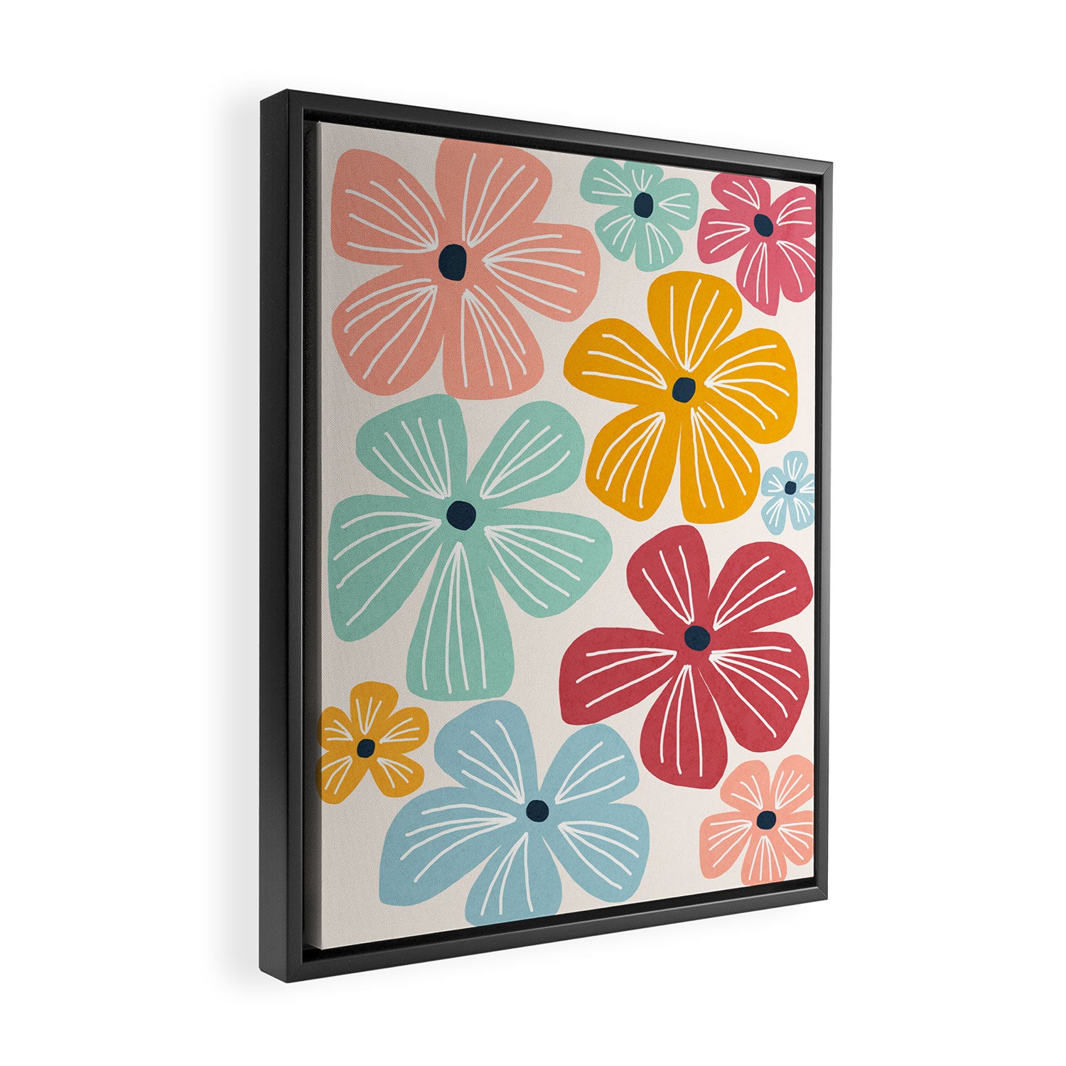 Frangipani flowers - bright Framed Canvas Print Gallery Image 2