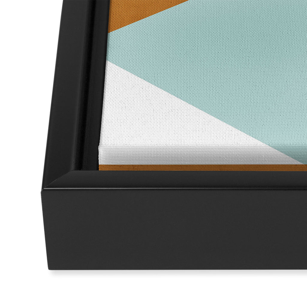 Geometrics - aqua & orange concrete Framed Canvas Print Gallery Image 3